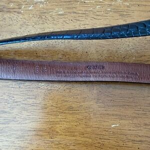 Coach Black Leather Belt with Black Croc-Texture Accent
